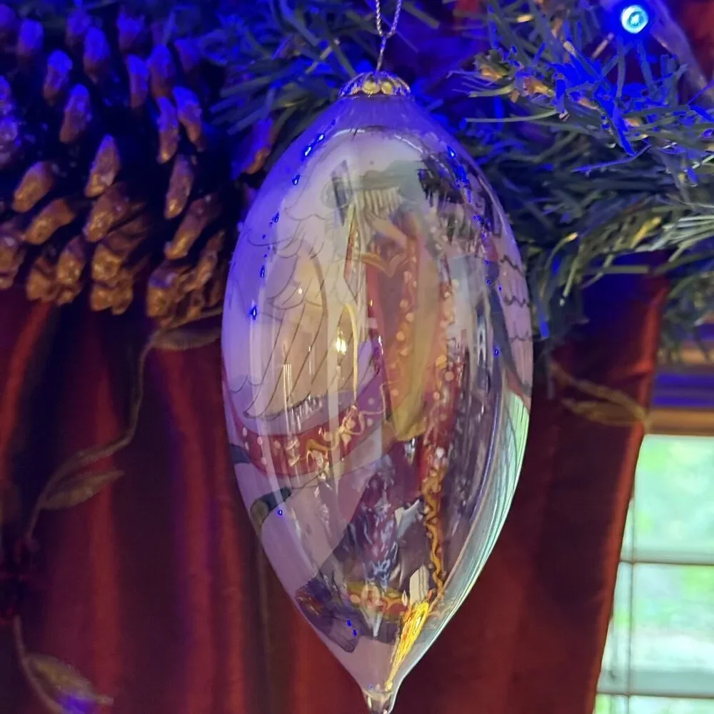 2005 Pier 1 Imports Li Bien Angel Harp Iridescent Christmas Teardrop Ornament 5”